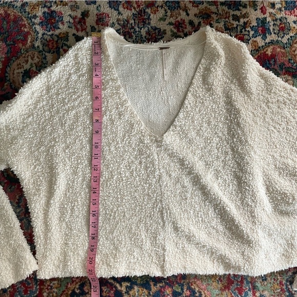 Free People | Cream Textured Knit Cropped Boxy Popcorn Pullover - Picture 13 of 15